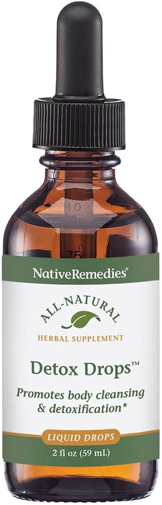 NativeRemedies Détox Drops - Tous les suppléments naturels à base de plantes favorisent le nettoyage systémique du corps, la libération de toxines et la fonction hépatique et la désintoxication - 59 mL
