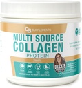 Suppléments CB Protéines multicollagènes – Collagène hydrolysé pour la santé des articulations, de la peau, de la peau, des cheveux et des ongles – Poudre aromatisée de vanille avec des types I, II, III, V & X – Alimentation herbacée et propre – 58 portions