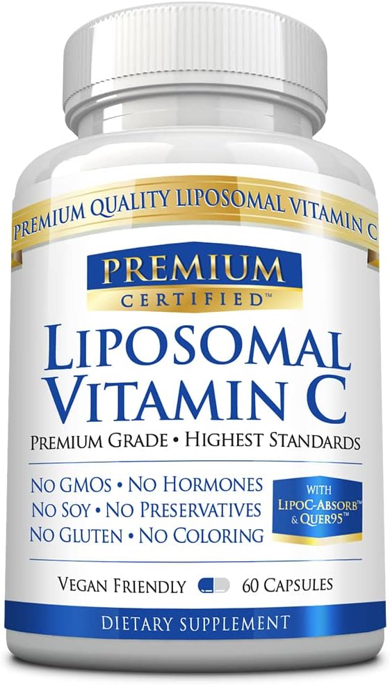 Liposomal Vitamin C - 1100mg - 60 Capsules - Gentle on Stomach - with Phospholipids and Bioperine - Boosts Immune Function, Antioxidant Properties, and Collagen Production