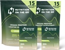 Nutrition On The Go Vegan Protein Powder Packets avec de la créatine – 20g de protéines végétales + 5g de créatine – Poudre de protéines voyage mono-serve – All-Natural, sans gluten – Vanille – (30-Pack)