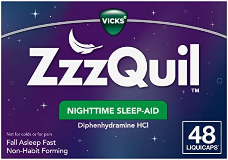 ZzzQuil, aide au sommeil de nuit LiquiCaps, 25 mg de Diphenhydramine HCl, marque d'aide au sommeil no 1, forme non-habitante, asleep d'automne rapide, 48 nombre