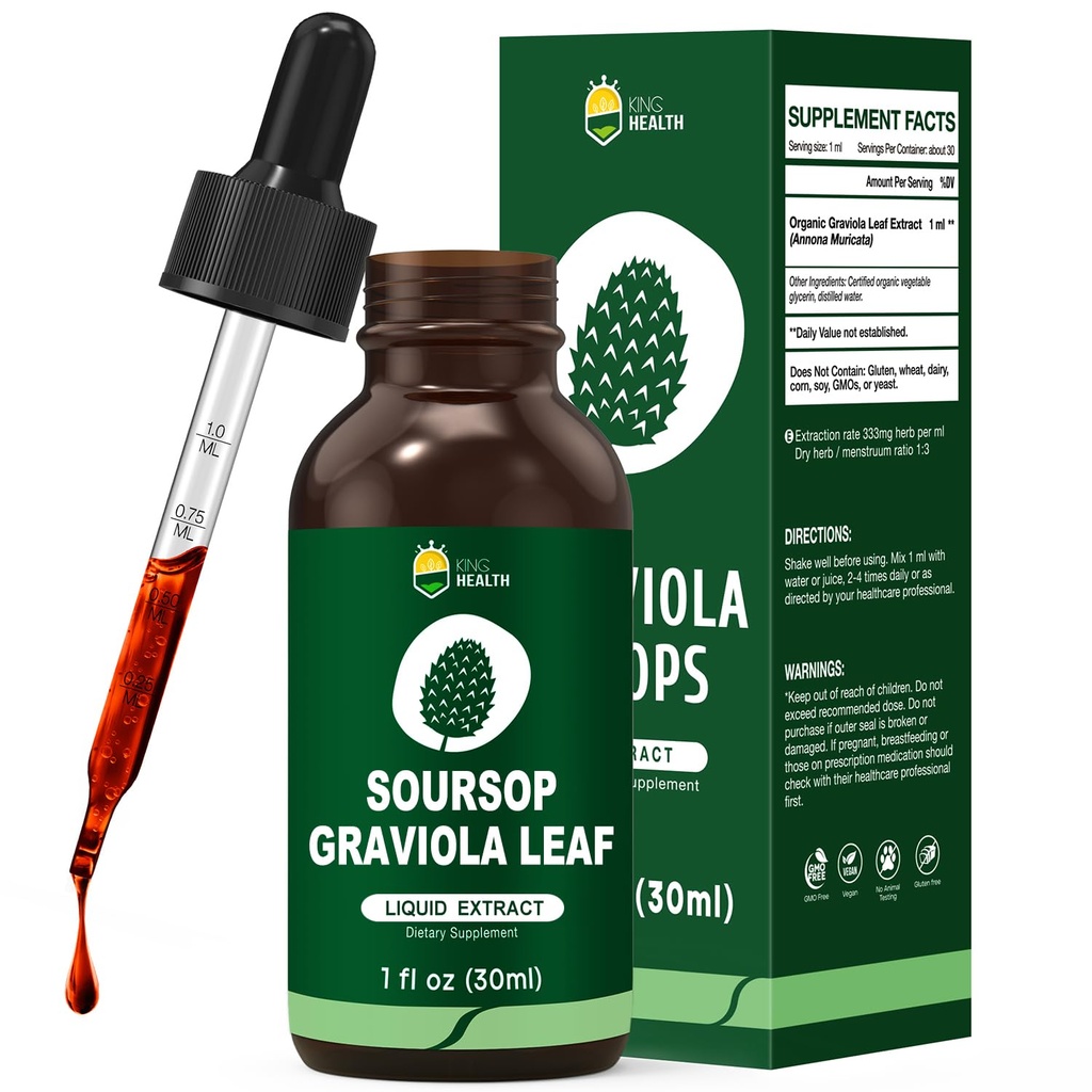 Susop biologique Graviola Extrait de feuille de gouttes liquides.