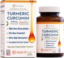 A1Vitalité NovaSOL Curcumin curcumin 1000mg – Prouvé cliniquement 185x Absorption supérieure – favorise le confort, la mobilité et le bien-être global – non-OGM, formule médicale, 60 Softgels.