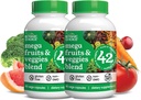 Mélange de légumes et de fruits Mega Choice Botanique Total de 42 fruits et légumes comme la baie Elderberry, Chlorella, Kale Energy Balance & Superfood Légumes Suppléments pour adultes - 2 Pack