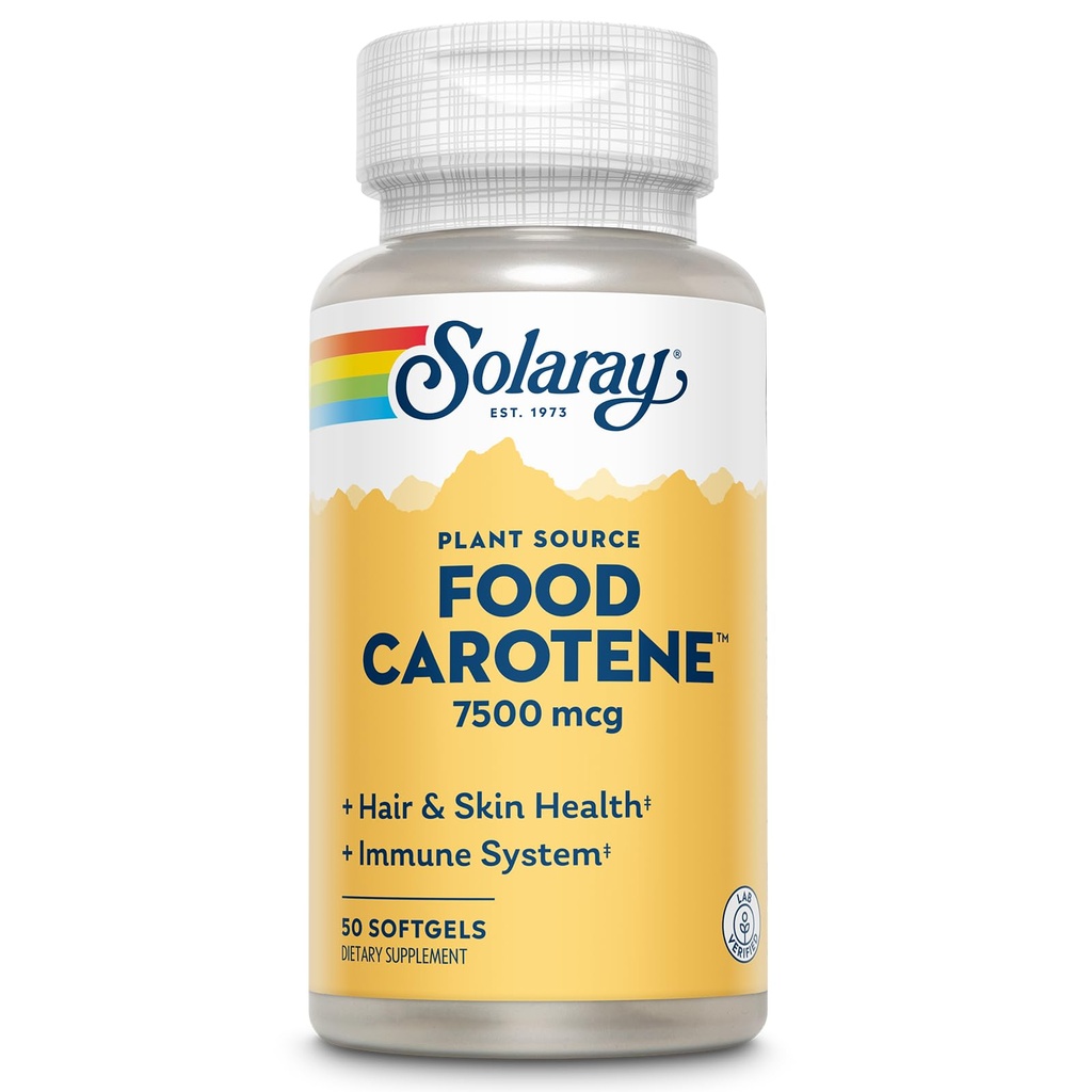 SOLARAY Nourriture Carotène, vitamine A comme bêta Carotène 25000UI: Caroténoïdes pour une peau et des yeux sains, activité antioxydante et système immunitaire Soutien
