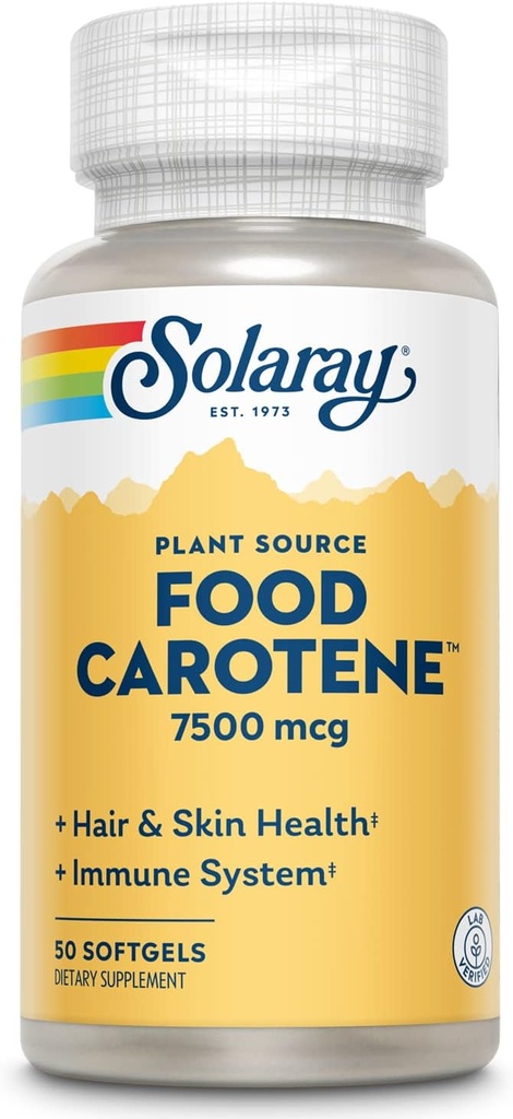 SOLARAY Nourriture Carotène, vitamine A comme bêta Carotène 25000UI: Caroténoïdes pour une peau et des yeux sains, activité antioxydante et système immunitaire Soutien