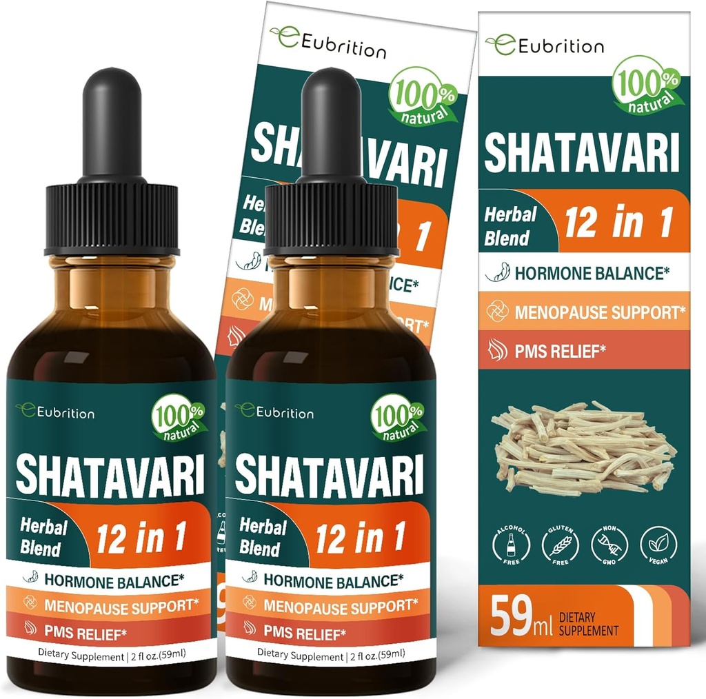 Shatavari Extract Hormone Harmony Drops for Women Estrogen Balance, Red Clover, Dong Quai & Black Cohosh Supplément pour le soulagement de la ménopause, PMS Support w/Wild Yam, Vitex Berry. 4 oz