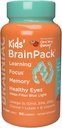 Brainiac Kids Daily BrainPack Gummies, soutient la santé du cerveau avec Omega 3 DHA EPA DPA, Choline, B6 & B12 et Lutein pour la santé des yeux avec le soutien immunitaire, Citrus Berry Flavor, 90 ct