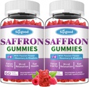2 Packs Gommies de safran - Supplément sans sucre de safran pour hommes femmes Mood Supplément de soutien avec extrait de safran, fleur de passion, magnésium et vitamines pour la détente, Focus, framboise