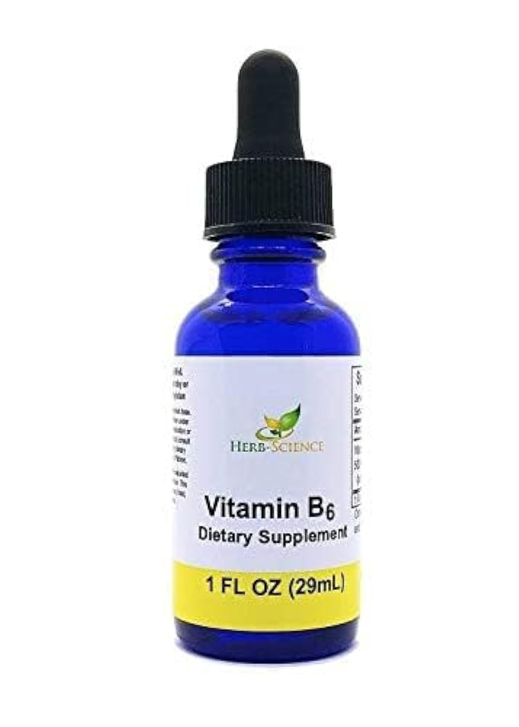 Vitamine liquide B6 gouttes - Extrait de pyridoxine Supplément alimentaire pour soutenir la fonction cérébrale, l'immunité, le système nerveux, la santé cardiaque, le métabolisme - 500% DV, 36 portions par bouteille - 1 fl. oz.