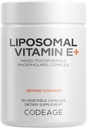 Codeage Supplément de vitamine E liposomique - Tous les tocophérols de vitamine E - Approvisionnement en 3 mois - Tocophérols alpha, bêta, gamma et delta - Tocophérols mixtes liposomiques - Phospholipide non OGM - 90 capsules
