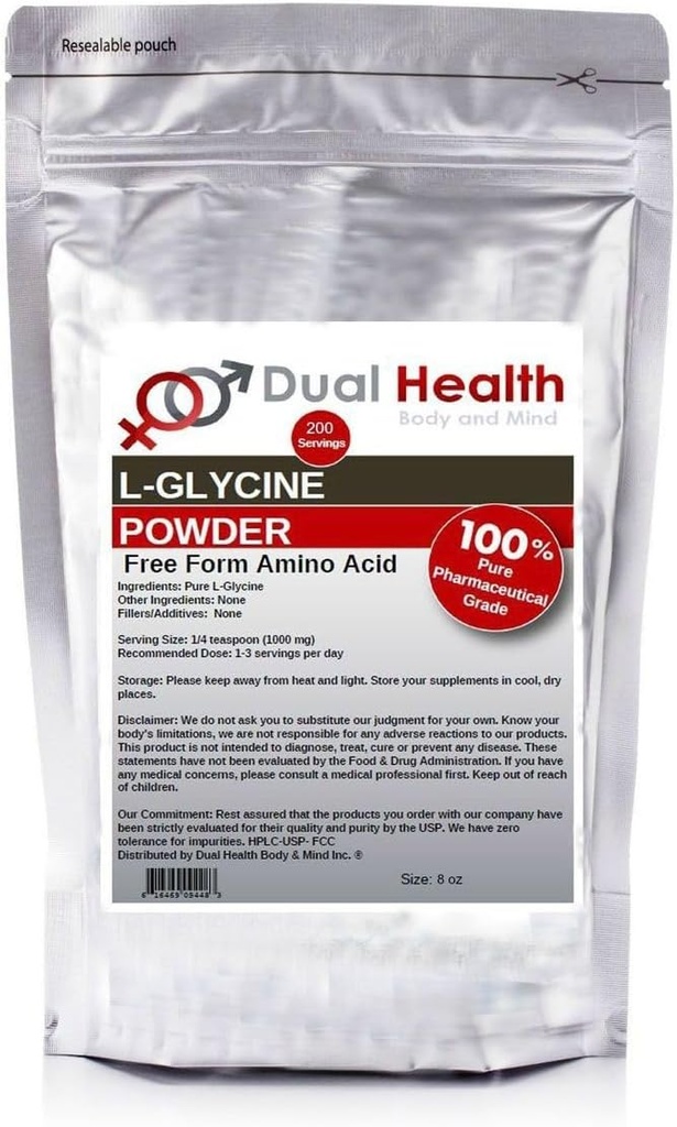 Glycine Powder (8 oz) Pure Free Form Glycine Bulk Supplements, Sleep, Amino Acid, Non-GMO, Gluten Free
