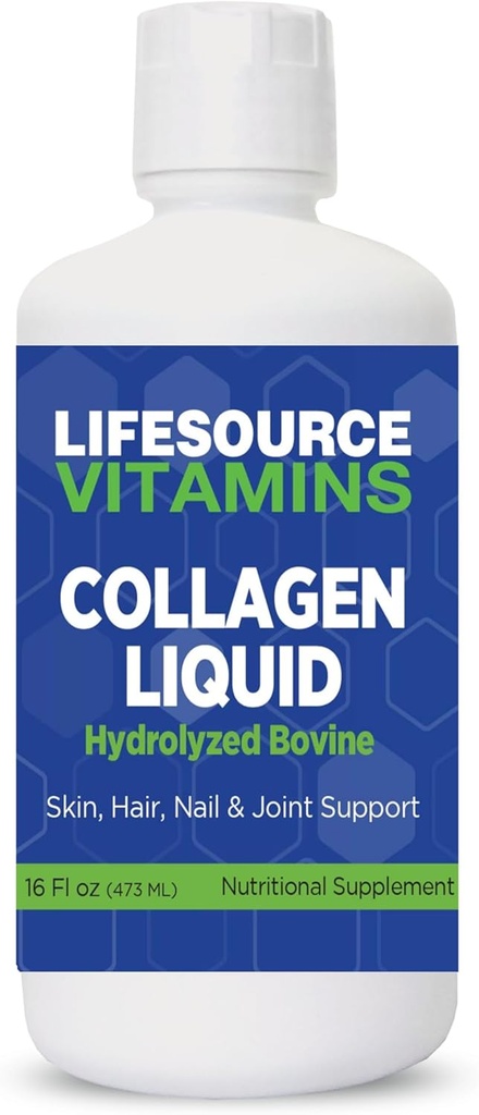 LifeSource Vitamins Collagen Liquid - Since 1992-16 fl oz - 30 Day Supply. Type 1 and 3 Collagen. Bones, Joints, Hair, Skin, Nails, Wrinkles.