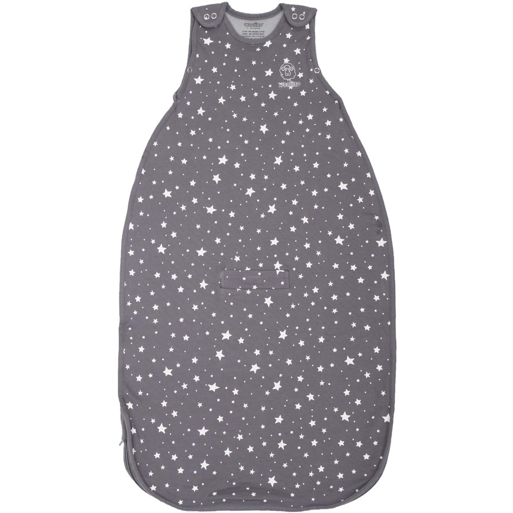 Woolino Toddler sac de couchage, 4 saisons, Merino laine et coton biologique, sac de couchage bébé, 2-4 ans, gris étoilé