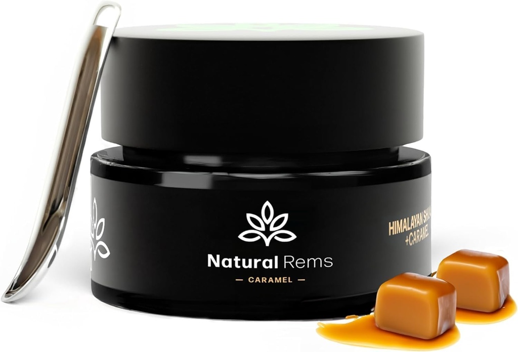 Rems naturels Caramael aromatisé biologique Shilajit - Pure Himalayan Organic - Pure Fulvic Acid Supplement - Shilajit Energy and Focus Supplément - compléments santé holistiques...
