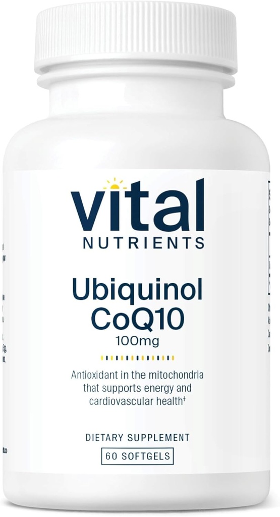 Vital Nutrients Ubiquinol CoQ10 100mg | Activated Form of Coenzyme Q10 | Potent Antioxidant to Support Cardiovascular and Brain Health* | Gluten and Dairy Free | 60 Vegetarian Softgels