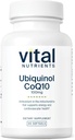 Nutriments vitaux Ubiquinol CoQ10 100 mg Activé Forme de Coenzyme Q10 Activé Antioxydant Potentiel pour soutenir la santé cardiovasculaire et cérébrale* Adapté sans gluten et sans lait 60 Softgels végétariens
