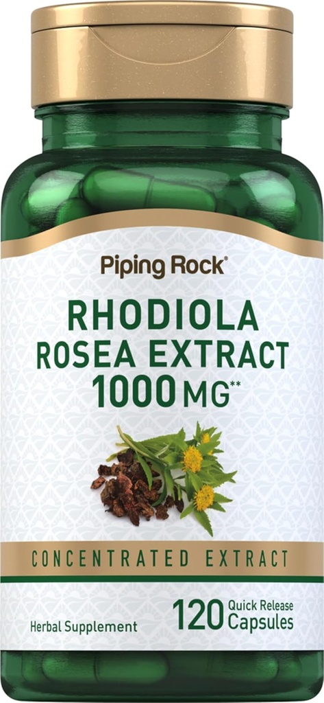 Piping Rock Rhodiola Rosea Extraction Supplément de 1000mg de 120 Capsules