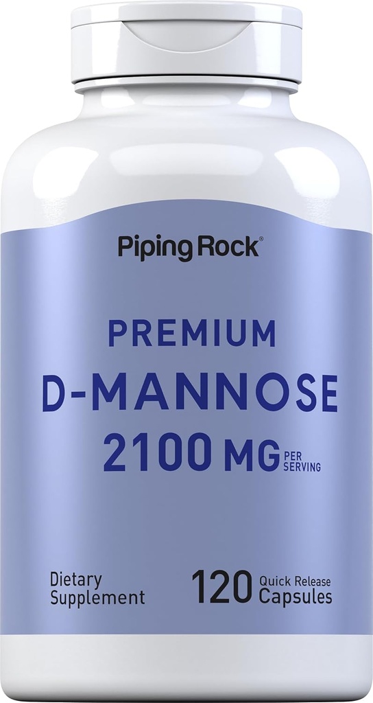 Piping Rock D-Mannose Capsules $ 2100 mg $ 120 Pills $ Supplément alimentaire Premium $ Non-OGM, sans gluten