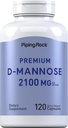 Piping Rock D-Mannose Capsules $ 2100 mg $ 120 Pills $ Supplément alimentaire Premium $ Non-OGM, sans gluten