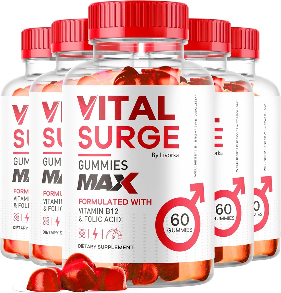 (5 Pack) Vital Surge MAX, VitalSurge Gummies MAX for Men Support, 1050 MG Advanced Max Strength Formula, VitalSurge MAX Male Performance, Vital SurgeMAX Mens Gummies