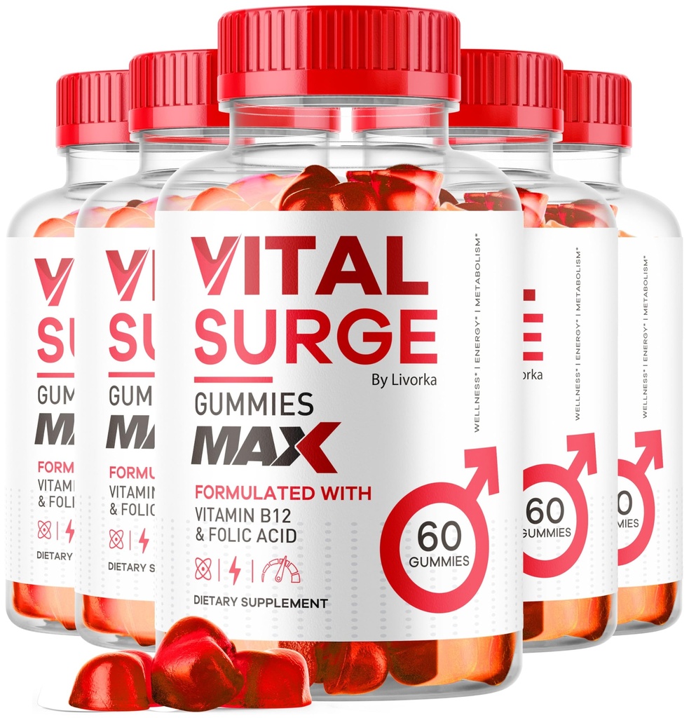 (5 packs) Vital Surge MAX, VitalSurge Gummies MAX pour les hommes Support, 1050 MG Advanced Max Strength Formula, VitalSurge MAX Homme Performance, Vital SurgeMAX Hommes Gummies