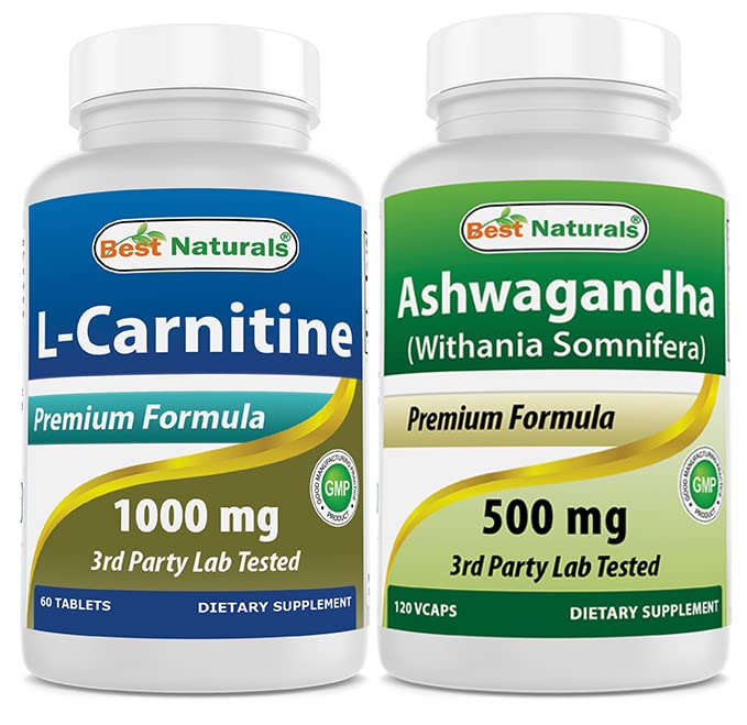 Meilleur Naturals L-Carnitine 1000mg & Ashwagandha Extrait 500 Mg