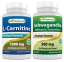Meilleur Naturals L-Carnitine 1000mg & Ashwagandha Extrait 500 Mg
