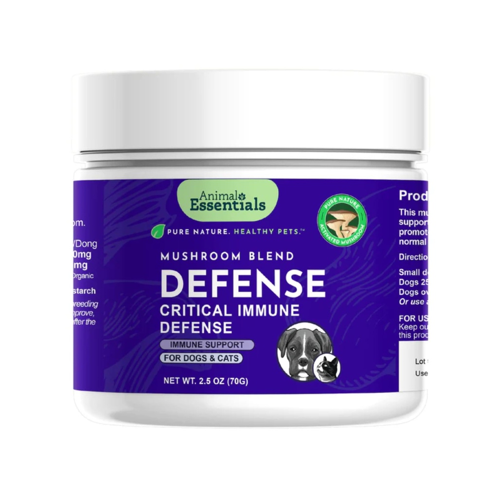L'essentiel animal MUSHROOM DEFENSE Supplément pour chiens et chats - Critical Imune Defense, Reishi, Maitake, Cordyceps, Extrait de Poudre de Champignon - 2,5 Oz (paquet de 1)