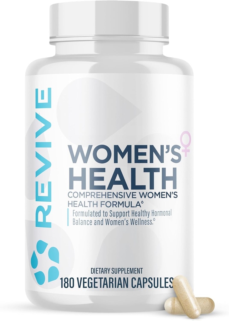 Revive MD Hormone Balance for Women – Hormone Support Supplément w/Myo-Inositol, Chaste Berry, DIM, Vitamines C & E, Huile de Primrose du soir – Santé et équilibre hormonal (180 capsules, 30 portions)