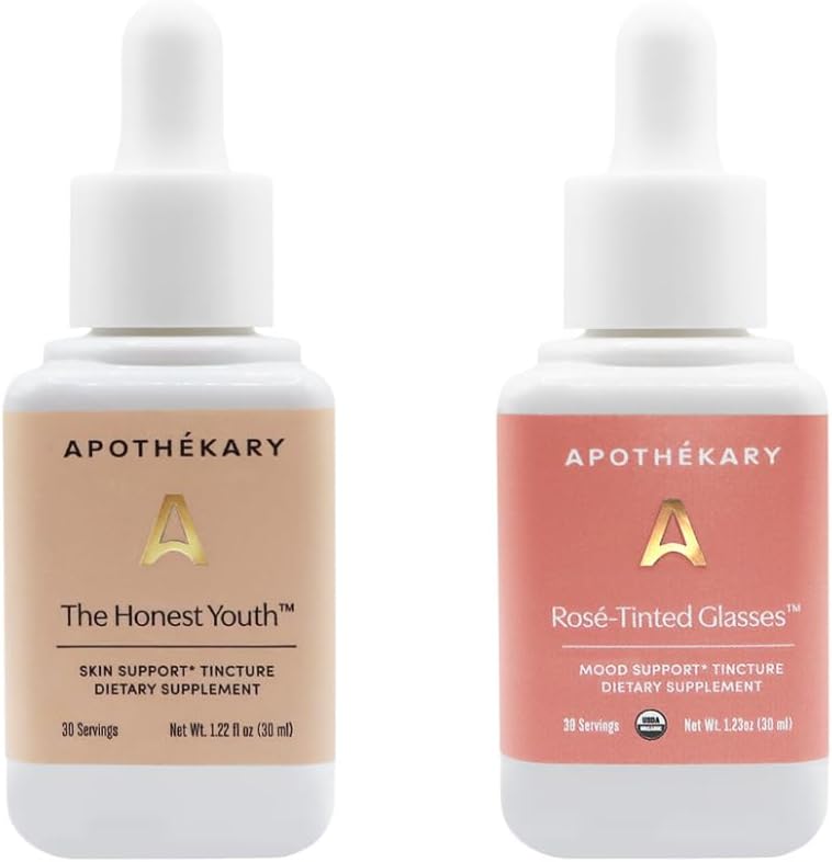 Apothékary Beauty Duo, supplément à base de plantes, verres teintés de rose et la jeunesse honnête