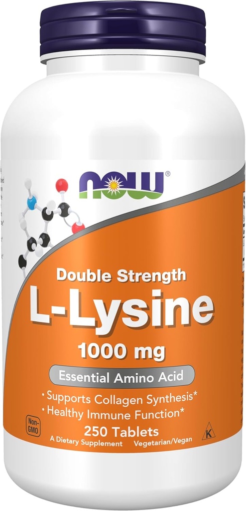 Compléments alimentaires, L-Lysine (chlorhydrate de L-Lysine) 1 000 mg, double résistance, acide amino, 250 comprimés