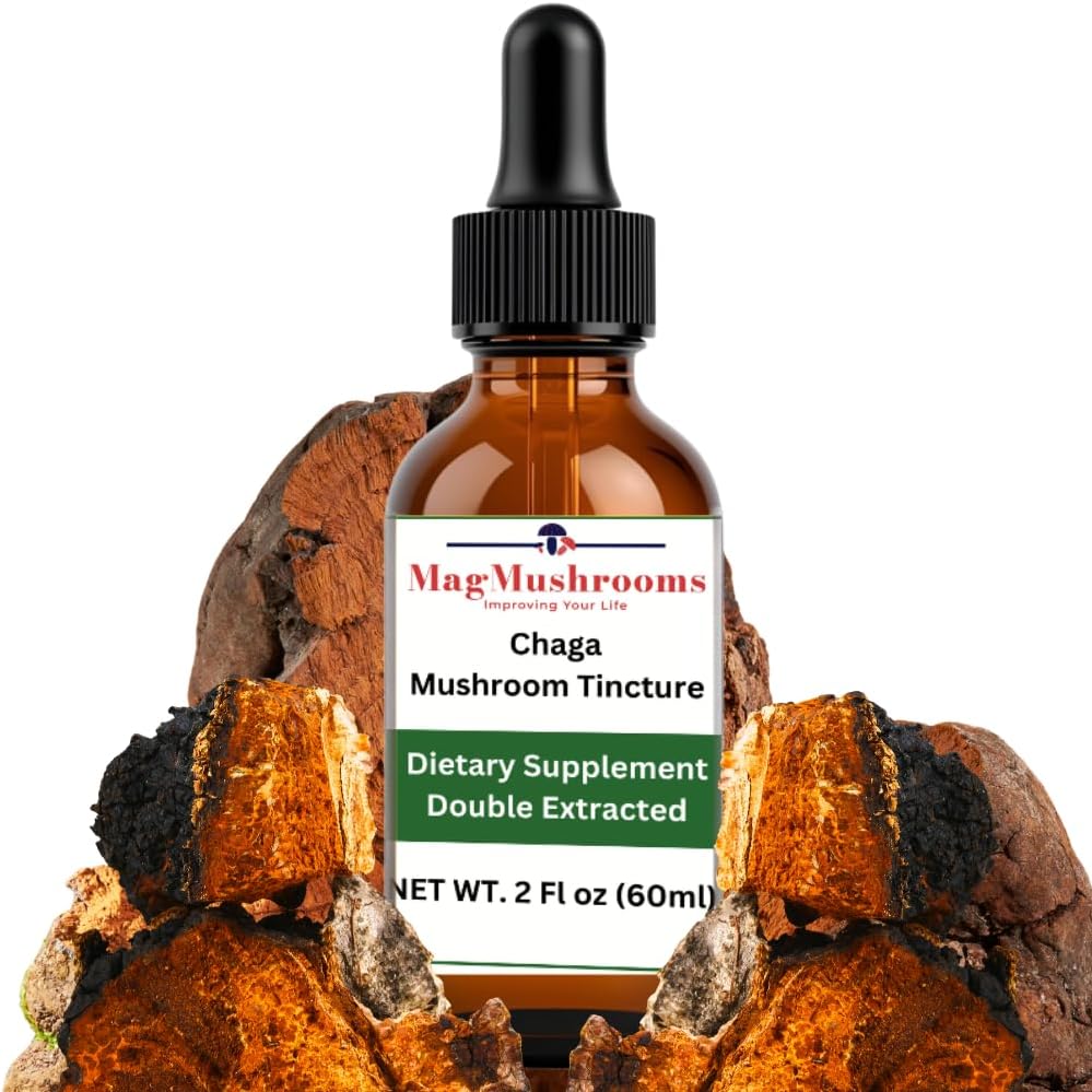 MagMushroom Chaga Extrait de champignons Teinture liquide, Supplément quotidien, Double extrait pour une puissance maximale, 2 Fl. oz., 60 doses quotidiennes