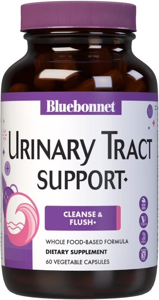 Bluebonnet Nutrition Urinary Tract Support, Cleanse & Flush*, Soy-Free, Gluten-Free, Kosher-Certified, Non-GMO, Dairy-Free, Vegan, 60 Vegetable Capsules, 30 Servings