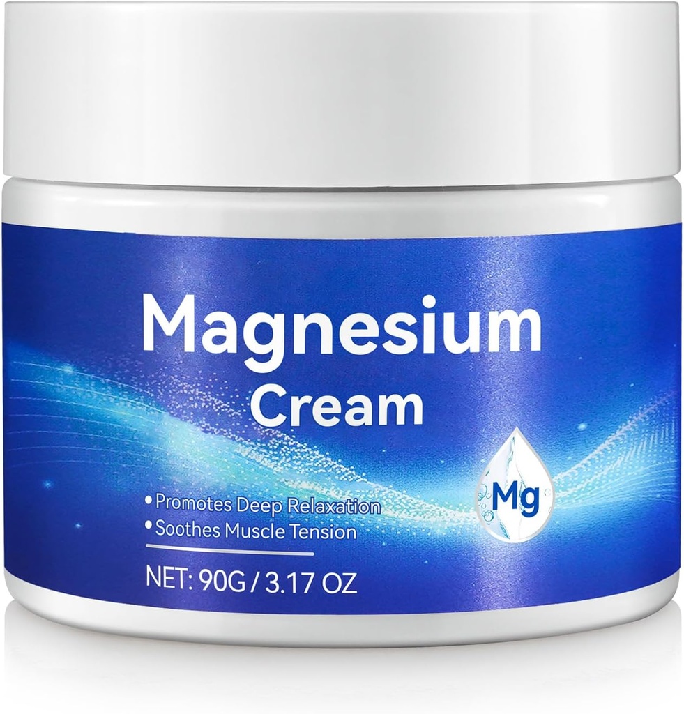 Lotion de magnésium - Huile de magnésium topique pour les pieds à la vitamine E - Beurre corporel de magnésium biologique pour favoriser la relaxation profonde, apaise la tension musculaire, améliore le bien-être général