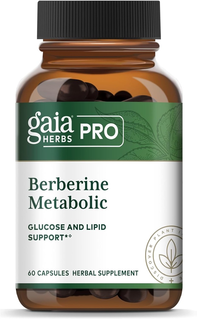 GAIA HERBS PRO Berberine Metabolic - Supplement Supplement with Berberine HCI - Vegan, Gluten-Free, Soy-Free - 60 Capsules (60 Servings)