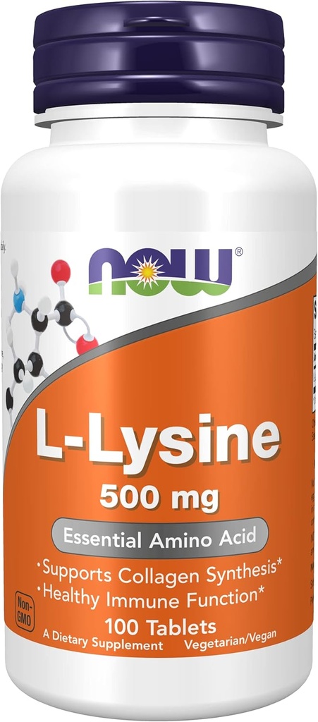 MAINTENANT Aliments L-Lysine -- 500 mg - 100 comprimés
