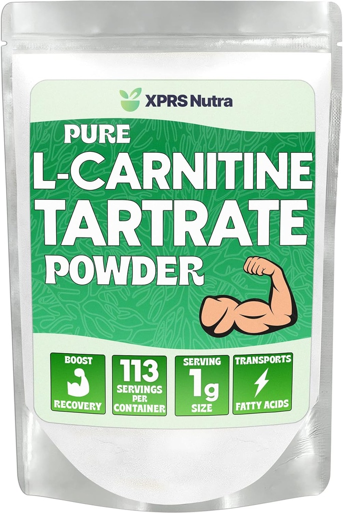 XPRS Nutra L Carnitine L Tartrate en poudre - Premium Pure L Carnitine Tartrate - L-Carnitine - Vegan Friendly Bulk L Carnitine Powder - Amino Acid Supplement (4 once)