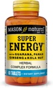 MASON NATURAL Super Energy, Made with Guarana, Panax Ginseng & Kola Nut for Optimal Performance & Energy, 30 Day Supply