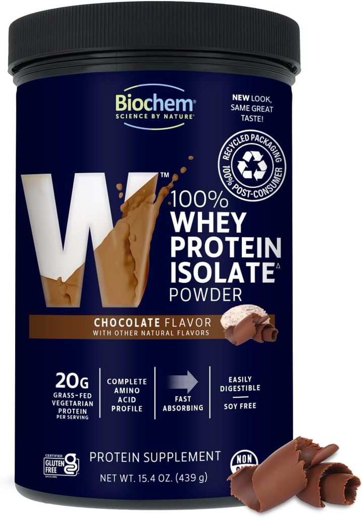 Biochem, poudre de protéines de lactosérum, 20g de protéines pour soutenir les muscles et les entraînements intenses, chocolat, 15.4 oz...