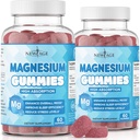 Gommies de magnésium - Gummies anti-stress calmantes, supplément de magnésium pour les adultes et les enfants, végétalien, sans gélatine, sans gluten, sans OGM, délicieuse saveur de framboise naturelle - 120 comte - par nouveau-âge