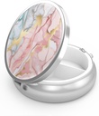 Pill Box 3 Compartment Small Pill Case,Portable for Pocket or Purse Pill Organizer Pill Container Holder to Hold Vitamins, Medication, Fish Oil and Supplements(Orange Pink Marble)
