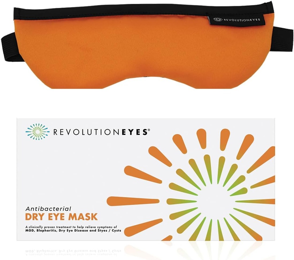 Revolutioneyes Heat Heat for Sec Eye Relief, Lavable, Réutilisable et Micro-ondes Masque à oeil chaud pour MGD, Blepharitis Sec Eye & Styes avec Sterileyes Protection