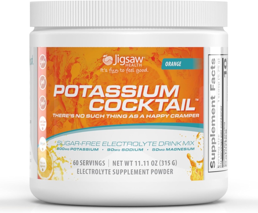 Jigsaw Health Potassium Cocktail d'anciennement Pickleball Cocktail d'orange 60 portions (Jar)