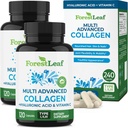 Pilules de collagène Multileaf avec acide hyaluronique + vitamine C. Suppléments de collagène hydrolysés pour femmes ou hommes.