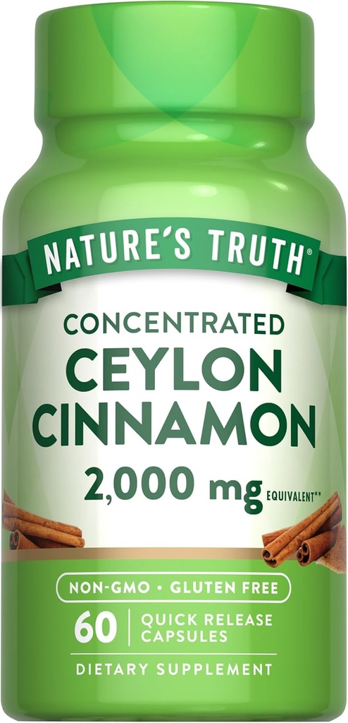 Nature's Truth Ceylon Cinnamon Pill Capsules | 2000mg | Non-GMO & Gluten Free Supplement