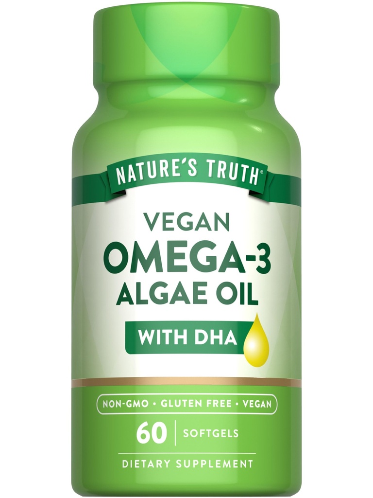 Nature's Truth Vegan Omega 3 Softgels (en anglais seulement) 60 Counting (en anglais seulement) Algae Oil Formula with DHA (en anglais seulement)