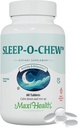 Maxi Health Sleep-O-Chew Strawberry Comprimés à croquer avec Magnésium, Inositol, L-Tryptophane, 3mg Melatonine pour le soutien du sommeil - Non Habit formant aide au sommeil pour les adultes, supplément de sommeil Kosher, 60 comte