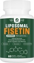 Supplément de Fisetin liposomique, 2000MG, 98 % Polyphénols de Fisetin pur Antioxydants, avec Quercetin, TMG et Resvératrol, pour le vieillissement en santé, soutien cognitif, 60 Capsules