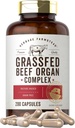 Carlyle Grass Fed Beef Organ Complex (complexe d'organes) 200 Capsules (Pâture relevée, supplément sans grain) avec foie déshydraté, rein, pancréas, coeur, rate) Non-OGM, sans gluten (en anglais) par Herbage Farmstead